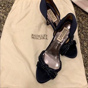 Badgley Mischka Ryanne Navy Satin D’Orsay Heel